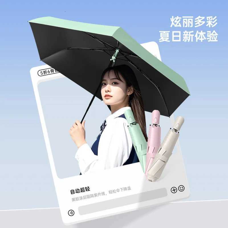 Mini Ultrght Automatic Folding Umbrella for Women Sun UV UPF50 Protection Compact Lightweight Pencil Rain Umbrellas C251117