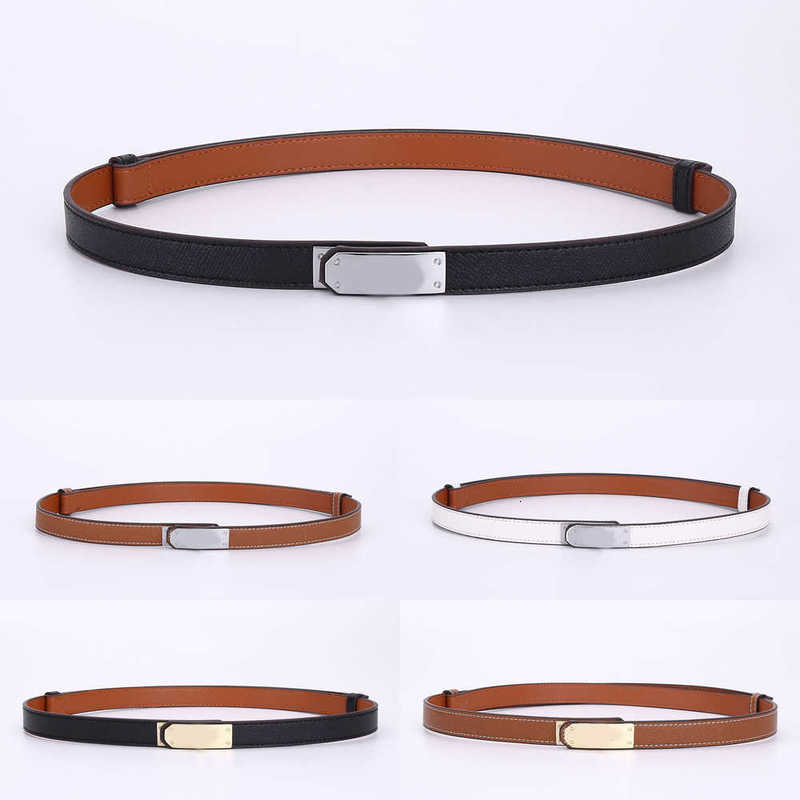 Dress designer belt thin leather belts for women designer ceinture luxe narrow tucked waistband locking buckle luxury womens belt simple width 1.8cm black 4J10
