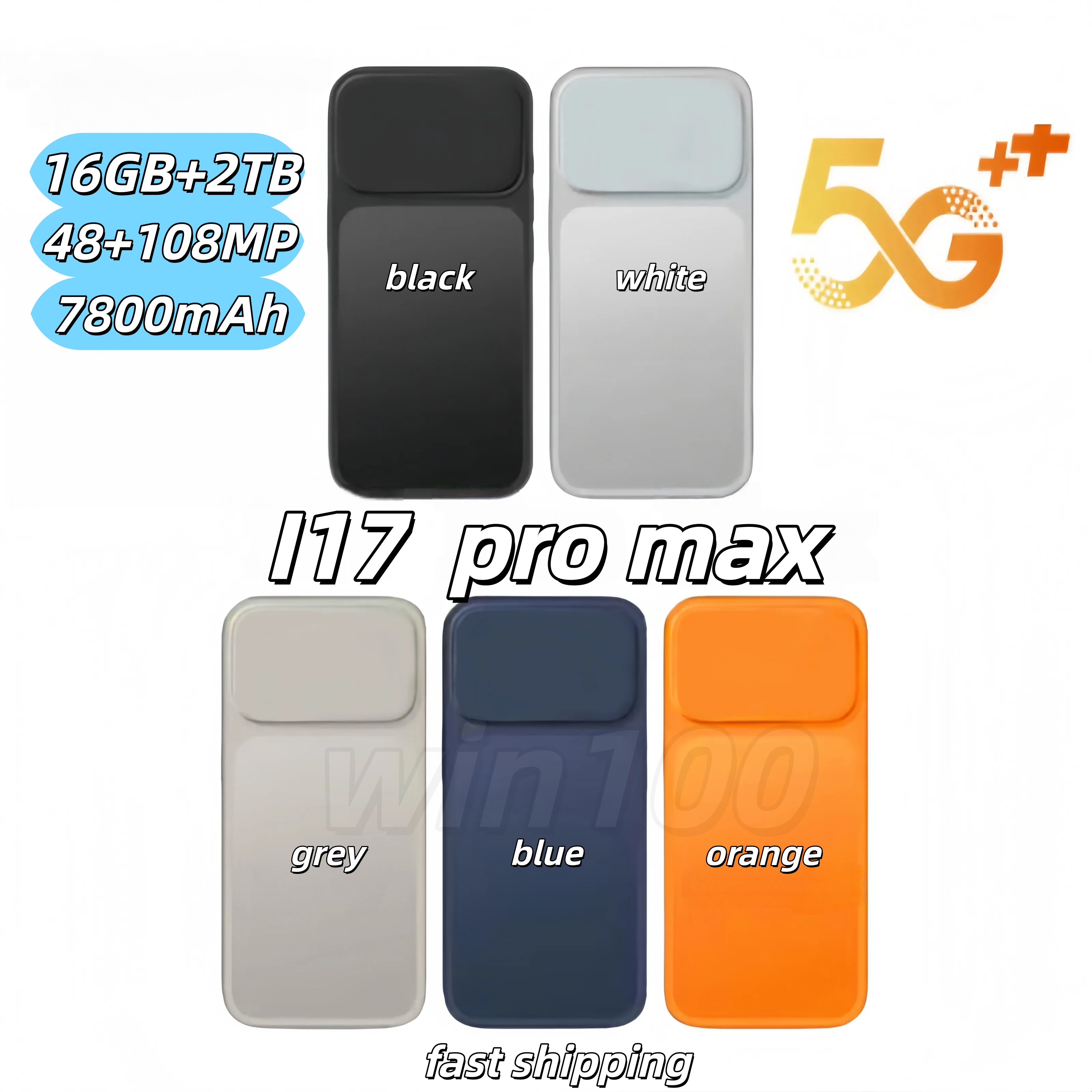 Cellphone i17 Pro Max 16+1TB wireless charging 5G Android High Quality smartphone network unlock 7.3 Full HD 72+108MP dual Standby Android System GPS 1