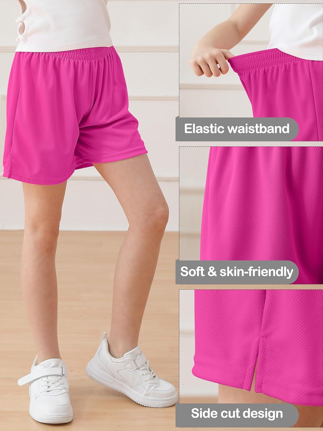 Girls' mesh teenagers' basketball and football children's sports shorts, fitness shorts