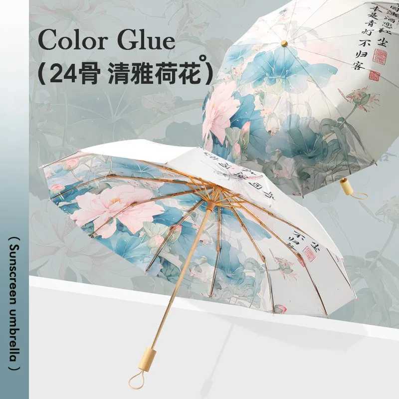 Sunny and Rainy UmbrellaRetro Double Layer Double Flower Sunshade Umbrella for Women Sun Protection UV Anti-Wind 3 Folding C251117