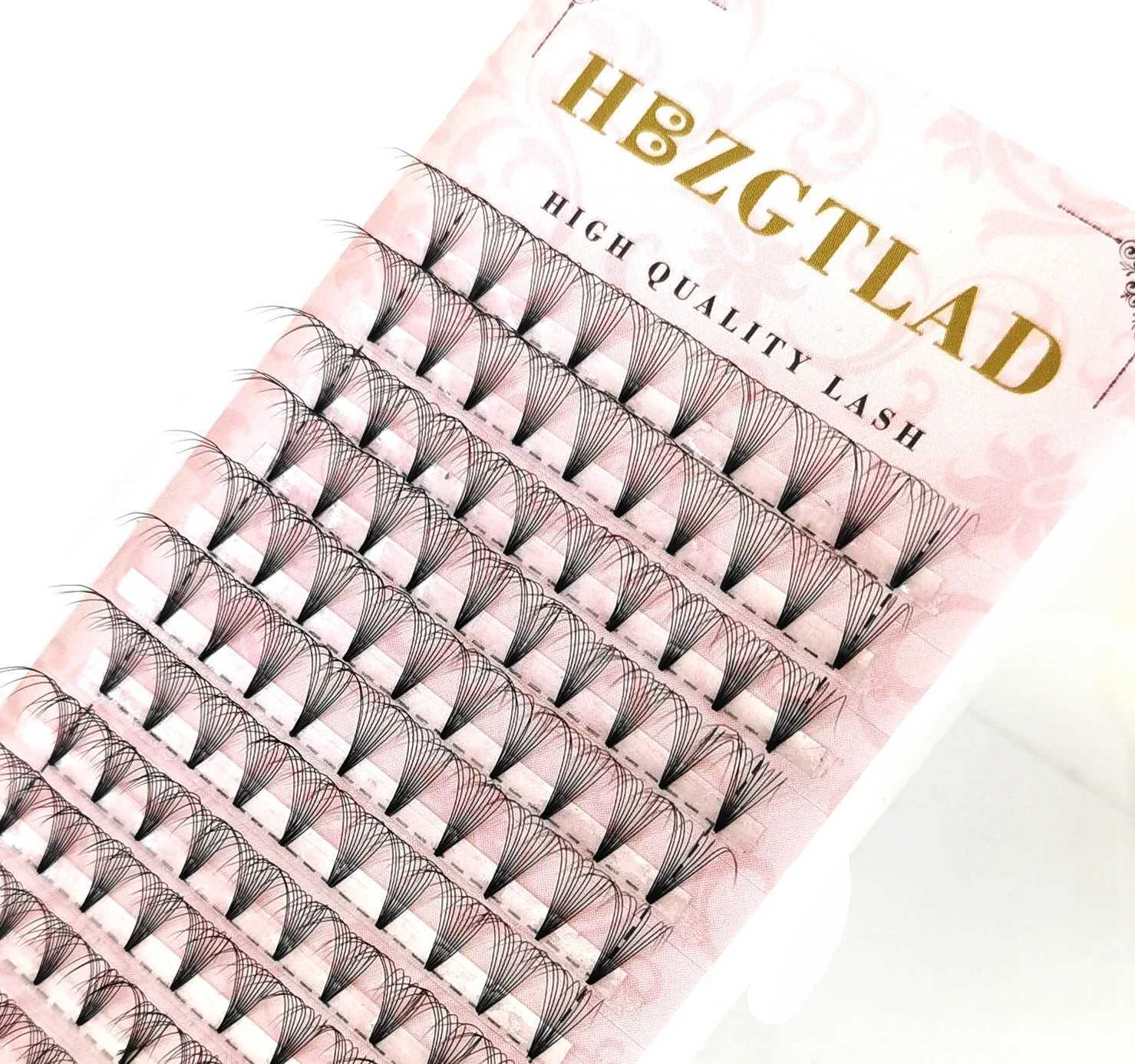 HBZGTLAD 6D/8D/10D Russian Volume Eyelashes Extension Short Stem Pre made Fans D/DD Curl Mink Lash Eyelash Individual ExtensionsT251117