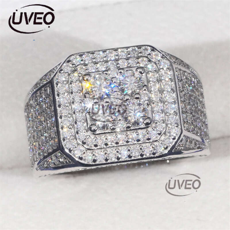 VVS Jewelry Iced Out Gold 925 Moissanite Ring Moissanite Diamond Hiphop Pass Diamond Tester Mens Couple Fashion