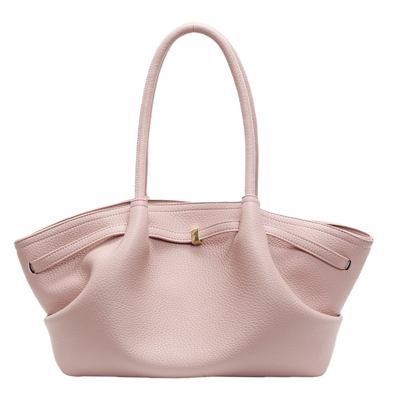 Wrinkled Hand-held Bucket Bag 2025 Spring New Casual Simple Handbag Suitable For Women's Work And Commuting Large Capacity Shoulder Bag Fashionab