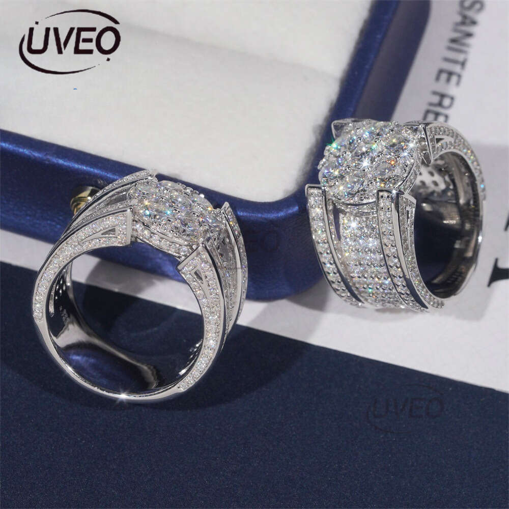 Jewelry Iced Out Moissanite Ring 925 Gold VVS Moissanite Diamond Hiphop Pass Diamond Tester Couple Mens