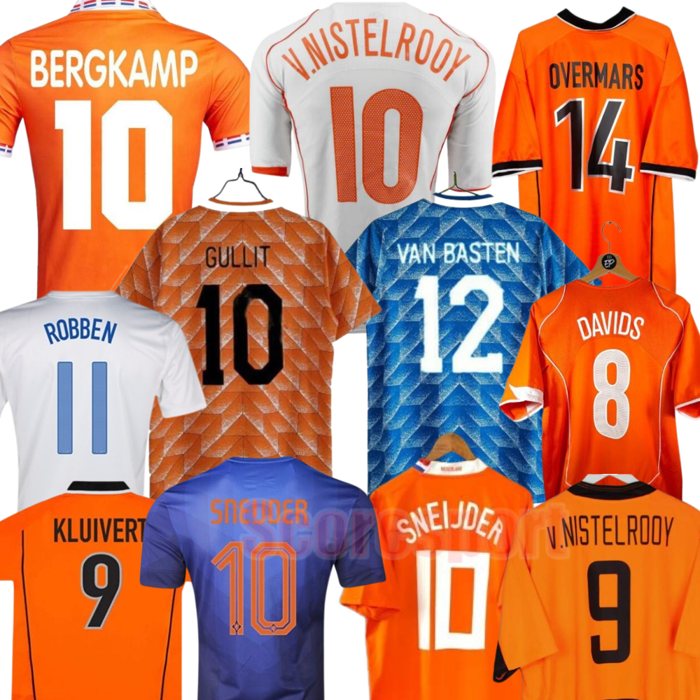 Holland 1988 Vintage Soccer Jersey Gullit Cruyff Van Basten Netherlands Retro Football Shirts KLUIVERT BERGKAMP OVERMARS 1996 98 2000 02 04 08 10 14 Retrio Kit 3XL 4XL