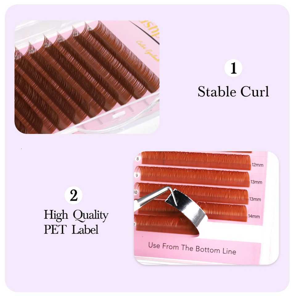 Lashprofessor Dark Brown Eyelash Extensions Brown Eyelashes Soft High Quality Individual Lashes Natural Colorful False EyelashesT251117