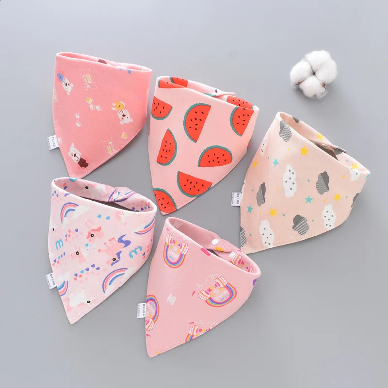 5 baby bibs soft cotton slippers cute triangular scarves comfortable and teeth towels Saliva suitable for borns 250414z