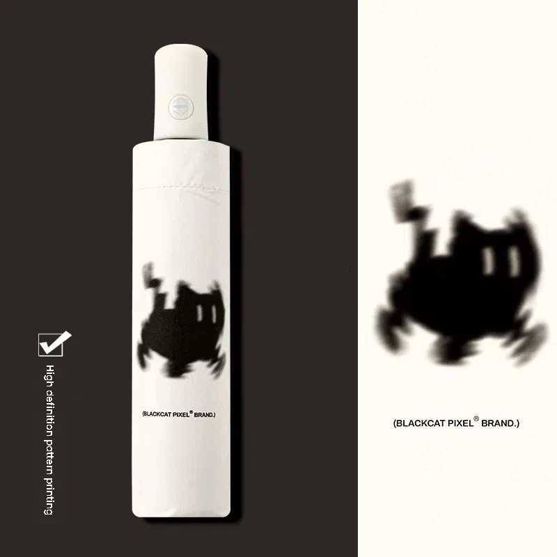 Cat Automatic Umbrella Three-fold Eight-fold Folding Sun and Rain Umbrella Black Gel Sun Protection Umbrella C251117