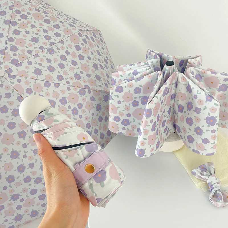 Little Purple Flower Umbrella Womens Dual-purpose Sun Umbrella Sun Protection UV Protection Ultra light Compact Sun Umbrella C251117
