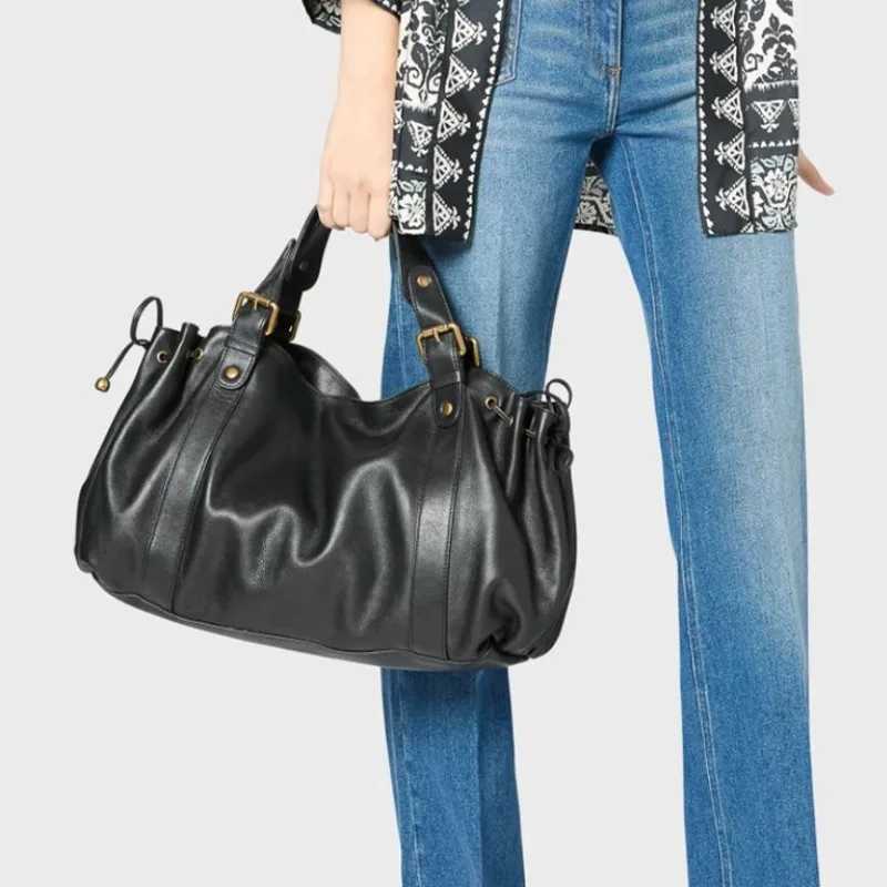 Womens Crossbody Simple Handbag Commuter Shoulder Boston Bag Stylish Versatile Work Bag Soft Polyester Interior Tote BagW251115