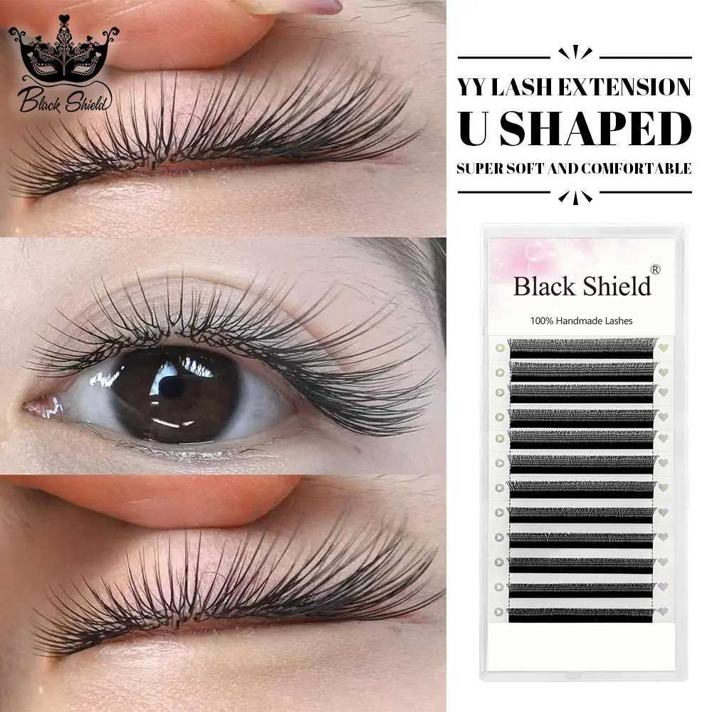 Handmade Matte Black Super Soft Double Tips 2D CC Volume U Shape Y Lash Extension Light weight Premade Fans Eyelash ExtensionT251117