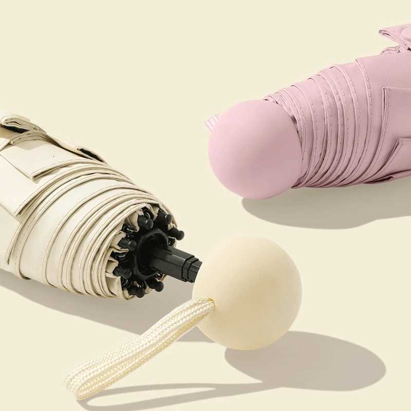 Capsule Umbrella Portable Mini Sunshade Sunscreen Rain Umbrella Black Rubber Alloy Handle Foldable Sun Rain Dual Use C251117