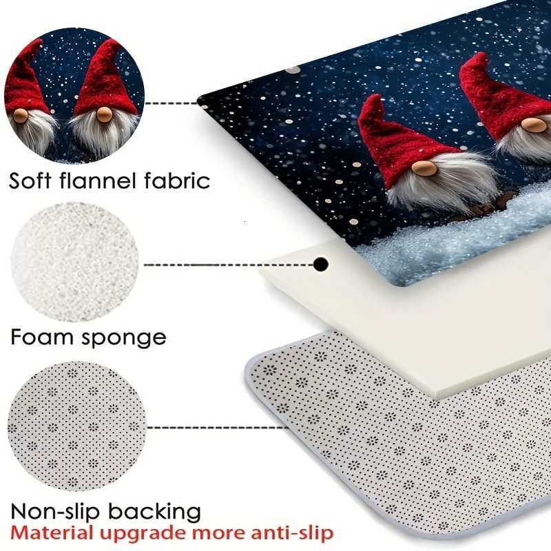 1pc Christmas Door Mat 047inch Thick Flannel Machine Washable Festive Red-Hatted Elf Design Ideal for Kitchen or LiviM251117