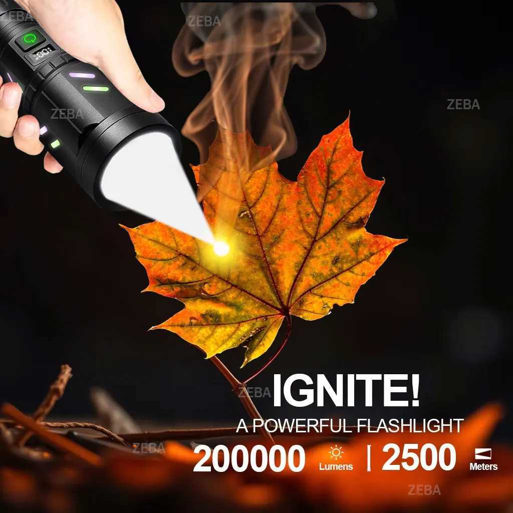 Ultra Powerful Windproof Fire Starting Flashlight Rechargeable High Power Torch Focused Light Source Can Light A Flame Lantern M251117