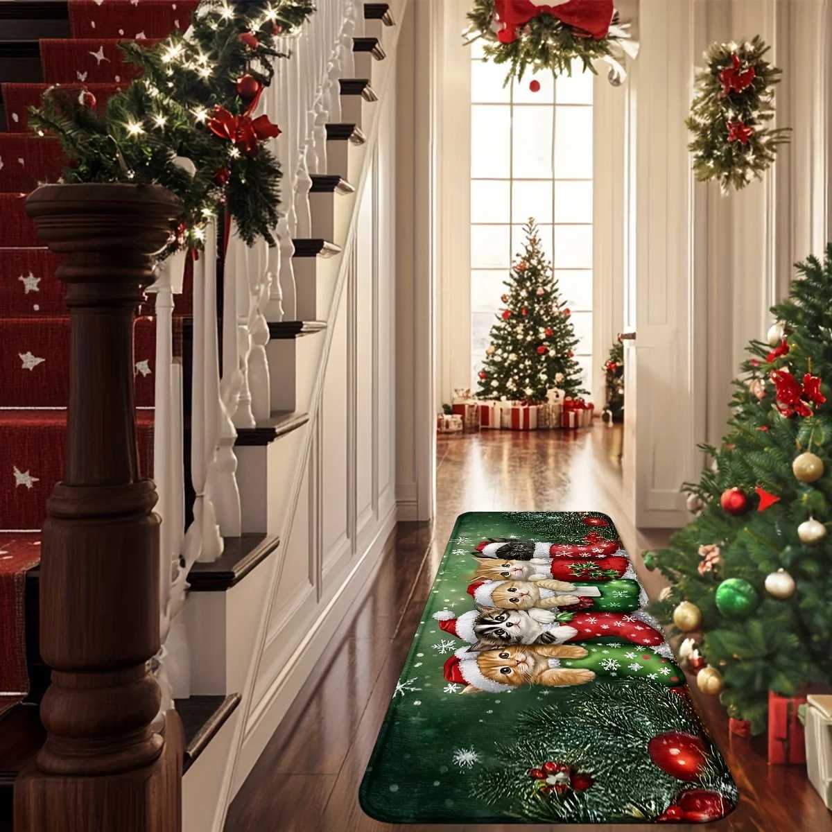 VIKAMA Christmas Carpet Cute 5 Kittens Floor Mat Door Mat Soft Welcome Carpet Living Room Carpet Rug For Bedroom Home DecorationM251117
