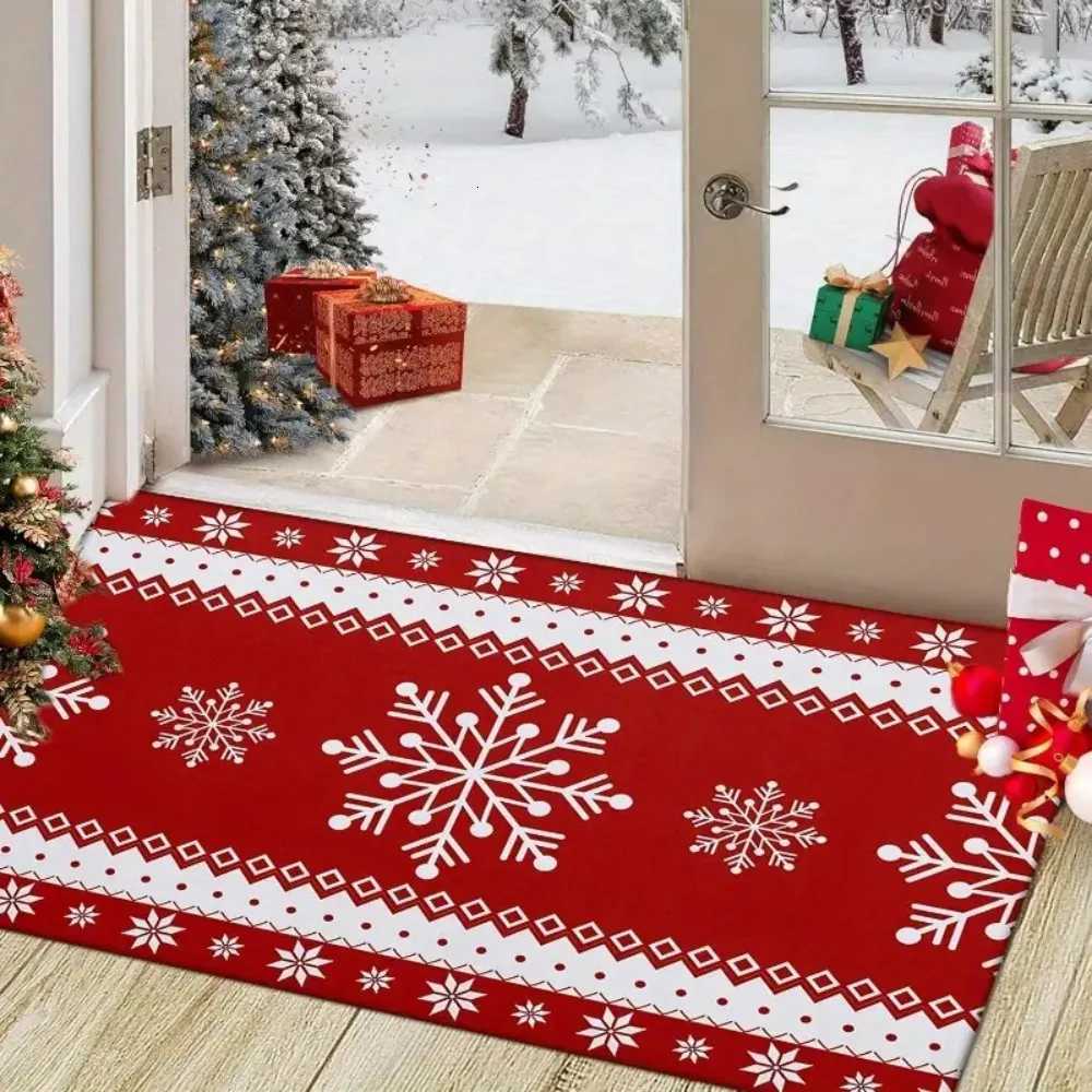VIKAMA Christmas crystal velvet floor mat holiday cartoon bathroom anti-slip mat Christmas atmosphere snowflake deer door matM251117