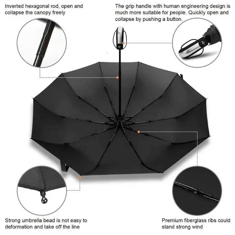 Fully Automatic Double Umbrella Tri-fold Umbrella Vinyl Ten-bone Reinforcement for Increased Sun Protection and UV Protection C251117