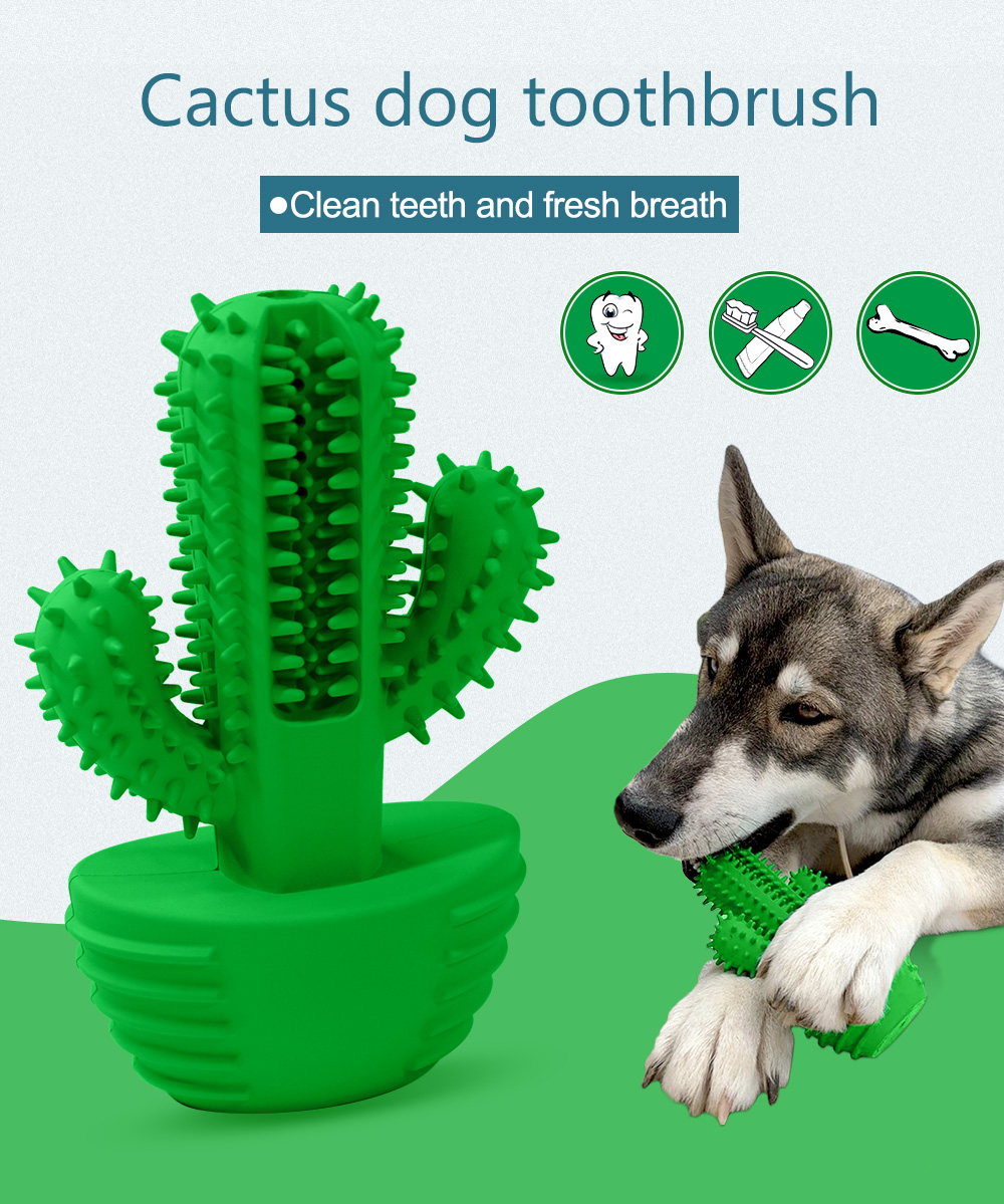 Update Dog Cactus Interactive Rubber Chew Toys For Small Large Dogs Tooth Cleaning Toothbrush Treat Dispenser Pet