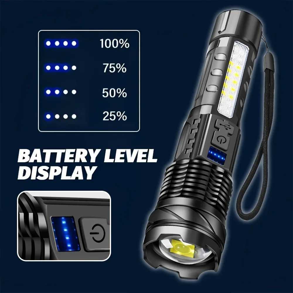A76 Super Bright Rechargeable Flashlight with Clip -Portable Powerful Illumination for Outdoor Adventure Emergency Daily Use M251117