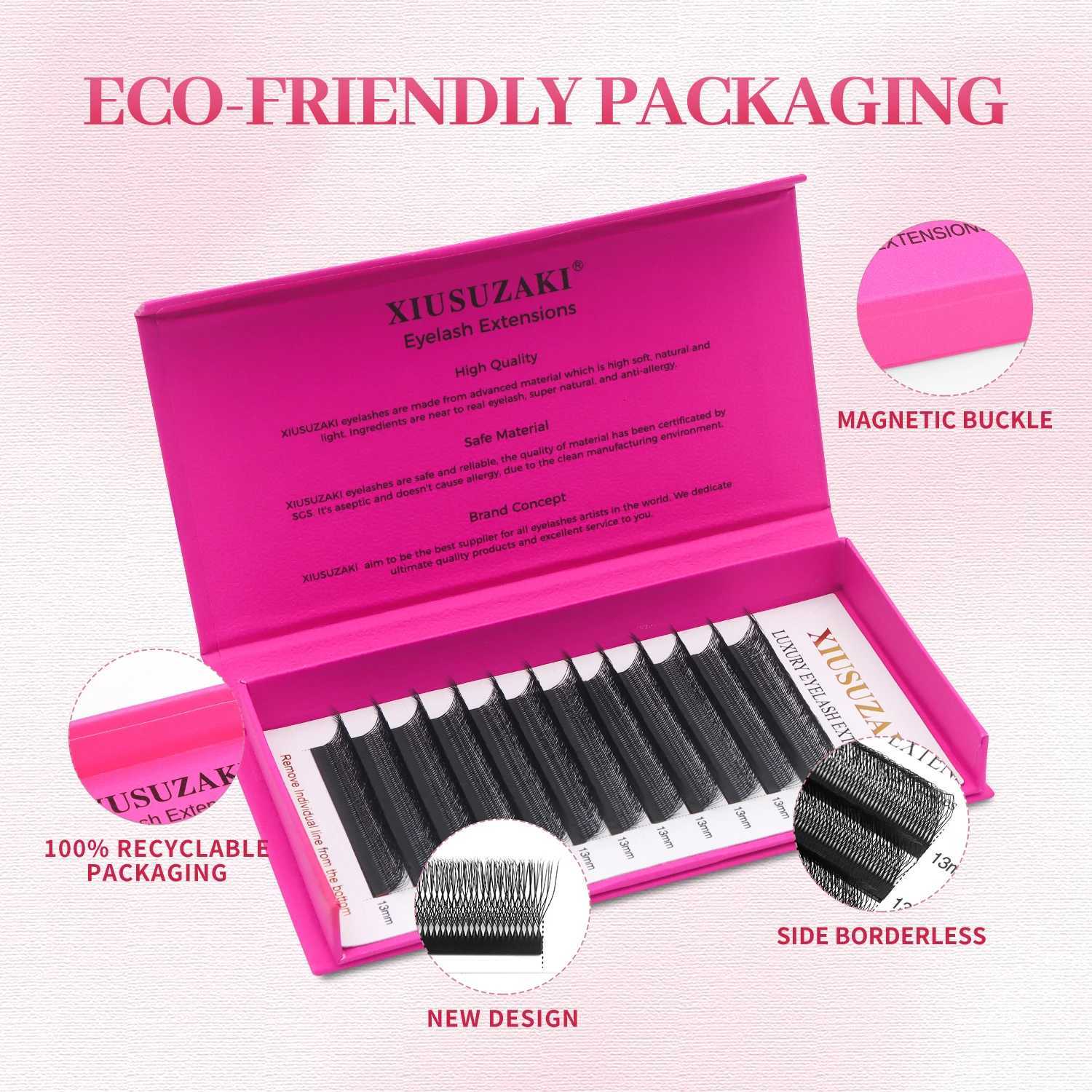 XIUSUZAKI U 6D W Lashes Extensions Matte Black U Shaped 6DW Eyelashes Extensions U Lashes Premade Volume Fans False EyelashesT251117