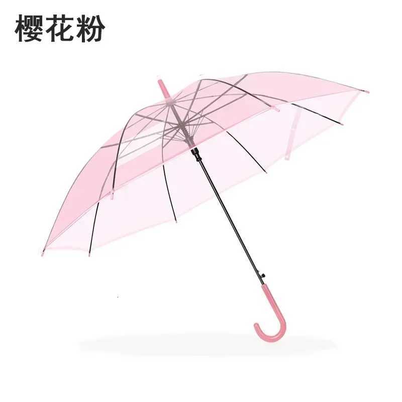 Automatic Transparent Umbrella for Students and Children Long Handle Straight Rod Environmentally Friendly Transparent Umbrella C251117