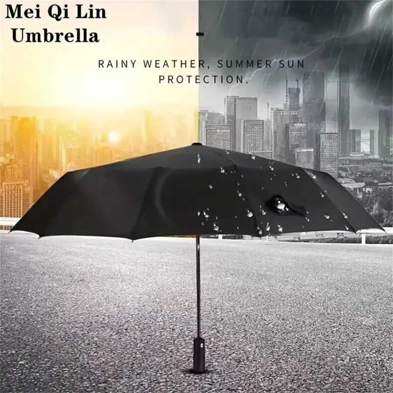 12 Bone Black Glue Fully Automatic Umbrella with Thick and Durable Keel Three Fold Umbrella Uv Resistant Folding Umbrella C251117