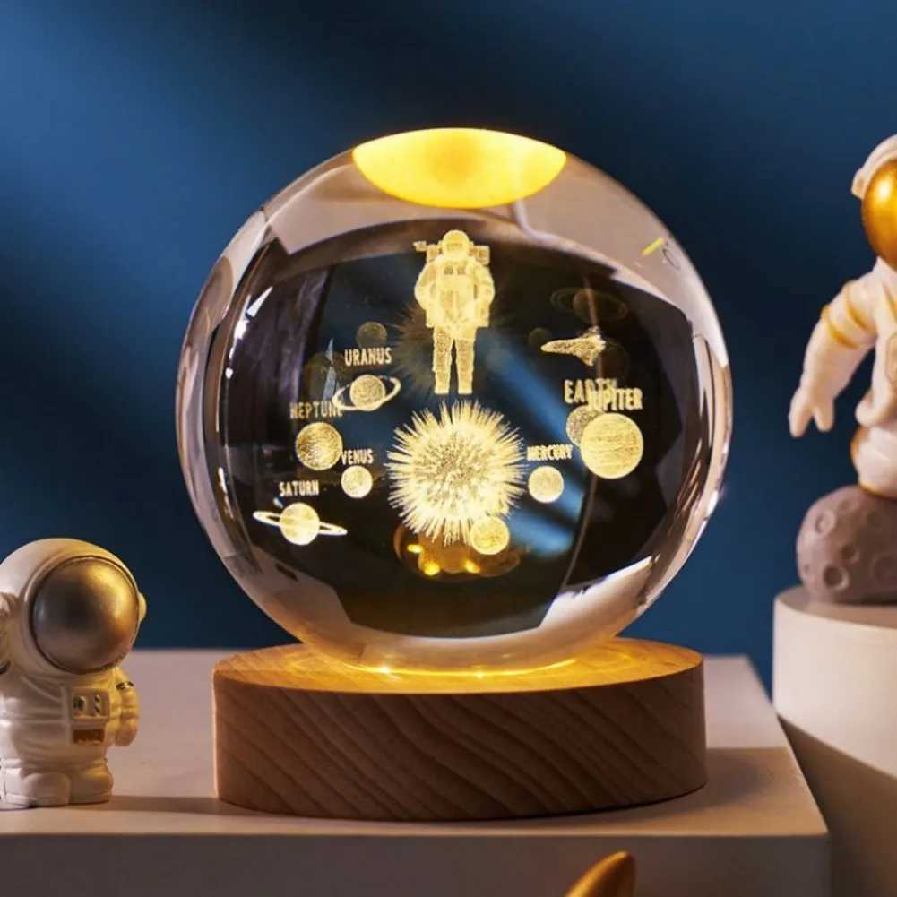 NEW Christmas Birthday Gifts6 Crystal Ball Planet Night Light Laser Solar System Globe Astronomy Festival GiftsDesktopDecoration J251117