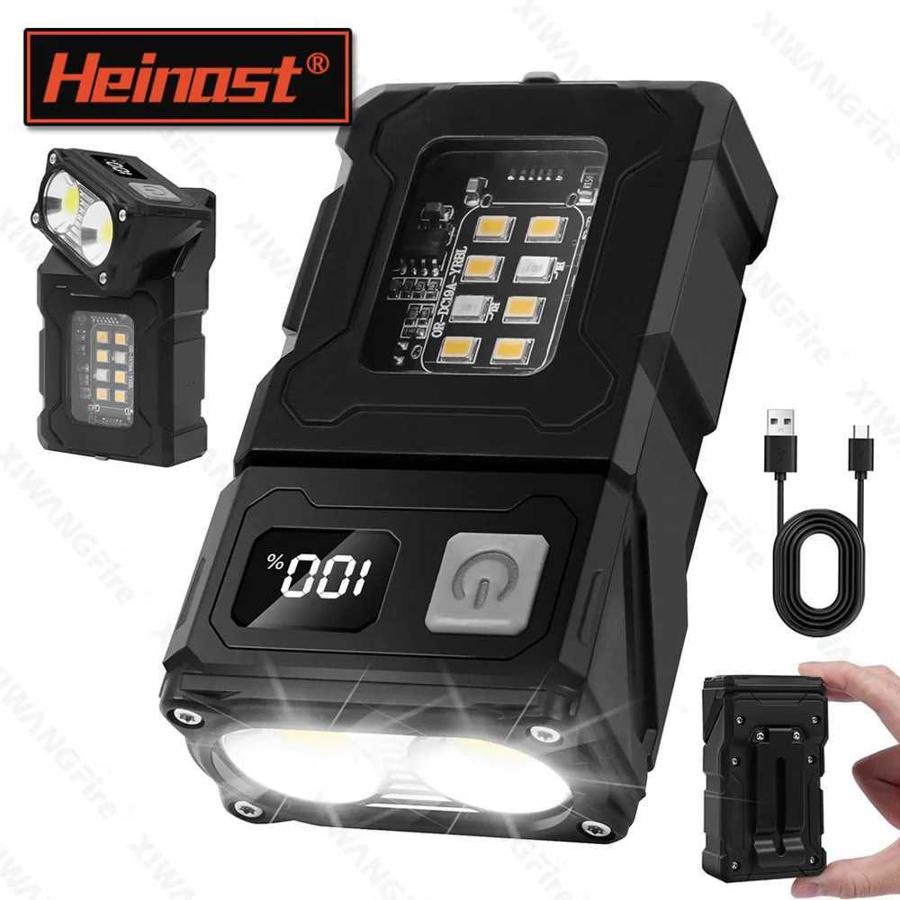 Portable LED Flashlight Super Bright Mini Rechargeable LED Tail Magnet Torch with COB Side Emergency Light for Camping Hiking M251117