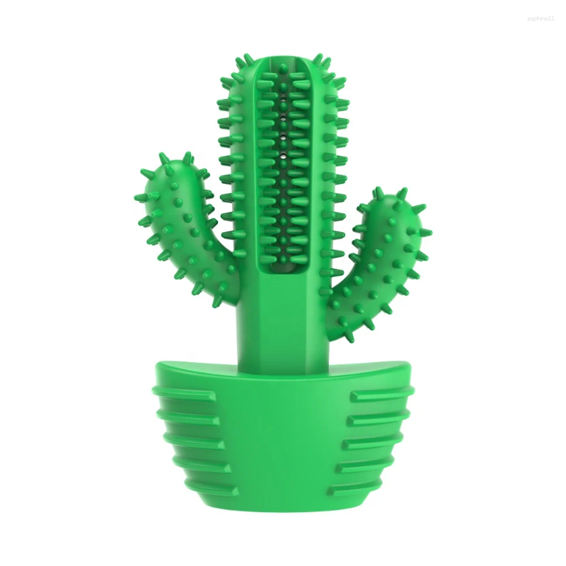 Update Dog Cactus Interactive Rubber Chew Toys For Small Large Dogs Tooth Cleaning Toothbrush Treat Dispenser Pet