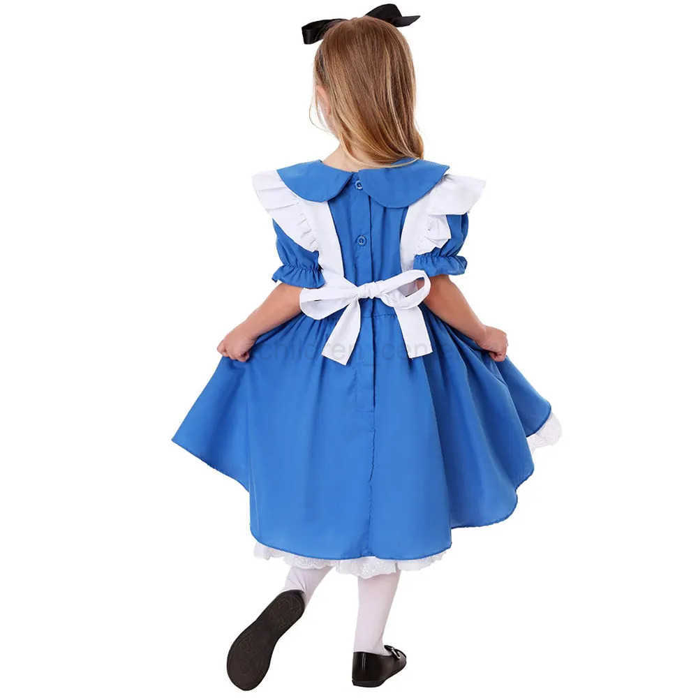 Disney Children Girl Blue Alice In Wonderland Halloween Costume For Kids Party Lolita Maid Dress Cosplay Alice Wonderland Costume Girls W20250417