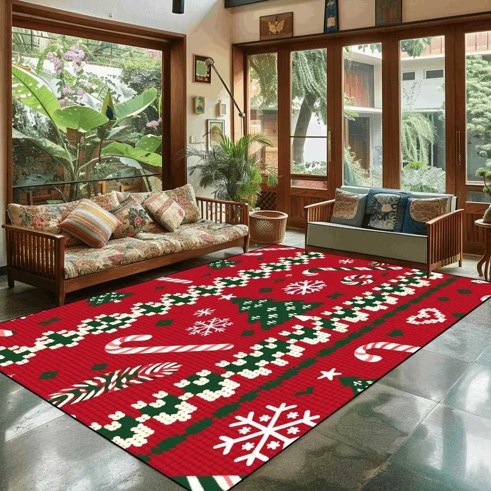 Popular Christmas Living Room Decoration Rug Large Area Anti-slip Mat Fluffy Children Rugs Cartoon Bedroom Decor Carpet New YearM251117