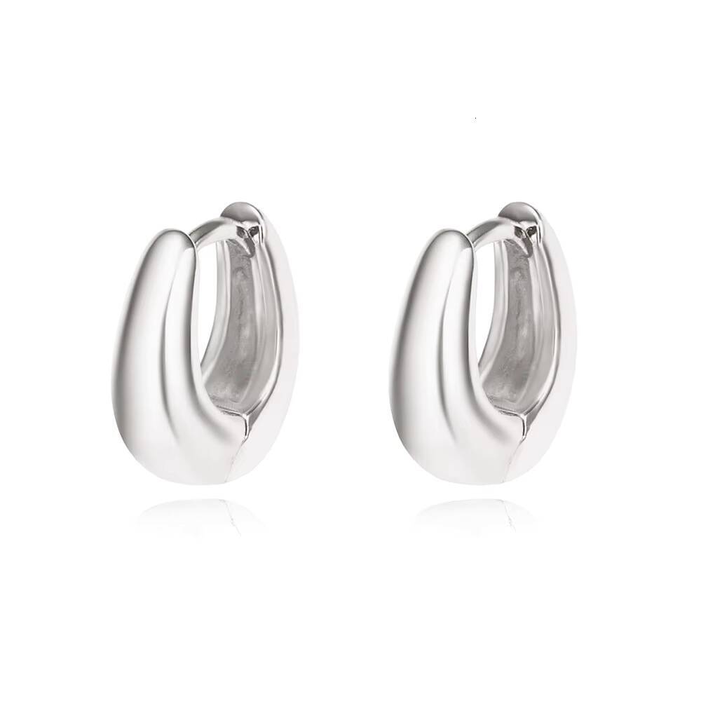 18K Gold Plated Hoop Earrings 925 Sterling Silver High End Polished Chunky Trendy for Weddings and Parties Gift