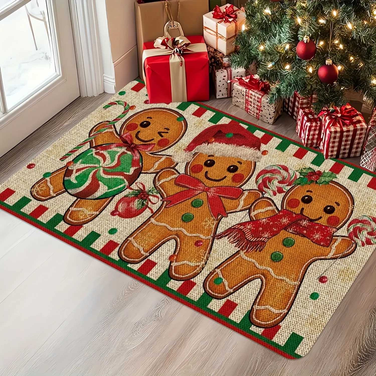 Christmas gingerbread man decorative door mat non-slip absorbent floor mat suitable for home room bathroom kitchenM251117