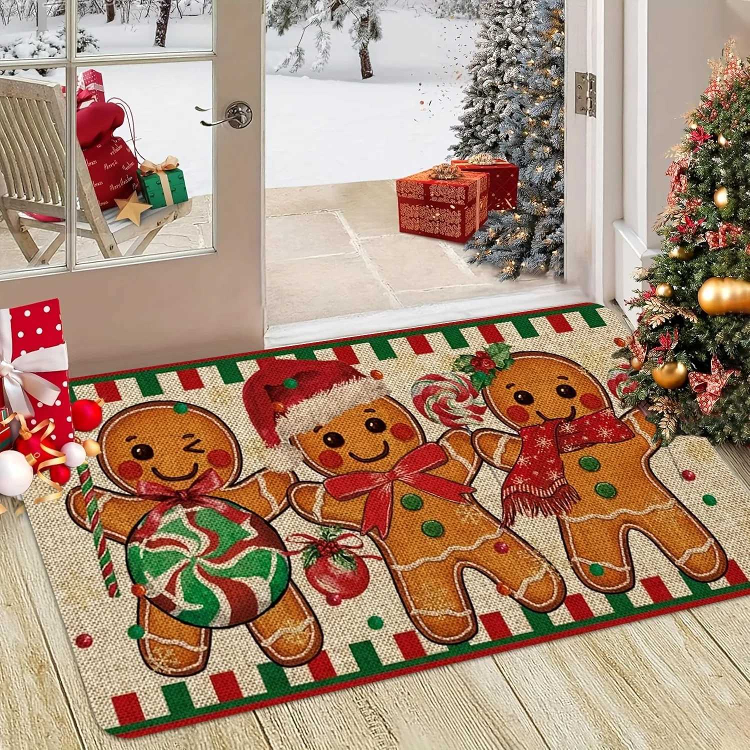 Christmas gingerbread man decorative door mat non-slip absorbent floor mat suitable for home room bathroom kitchenM251117