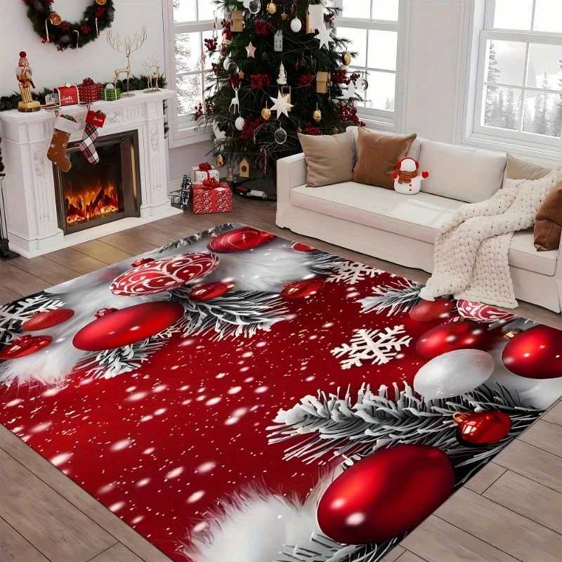 Pine Branch Snowflake Ornament Red Theme Area Rug for Entryway Bedroom Yard Garden - Home Decor Christmas Gift ChoiceM251117