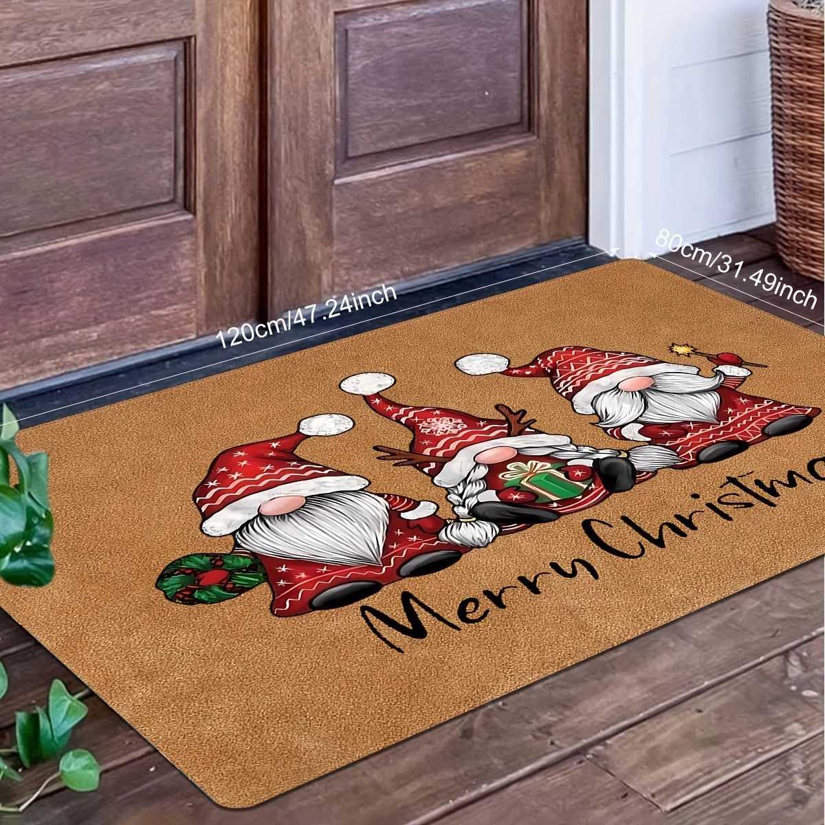 Vikama Christmas Carpet Doormat Orange Santa Claus Welcome Mat Winter Warm Floor Mat Rug For BedroomHome DecorationM251117