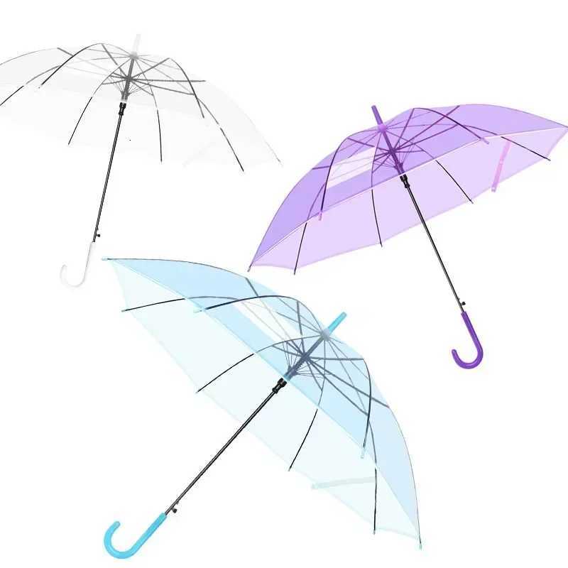 Automatic Transparent Umbrella for Students and Children Long Handle Straight Rod Environmentally Friendly Transparent Umbrella C251117