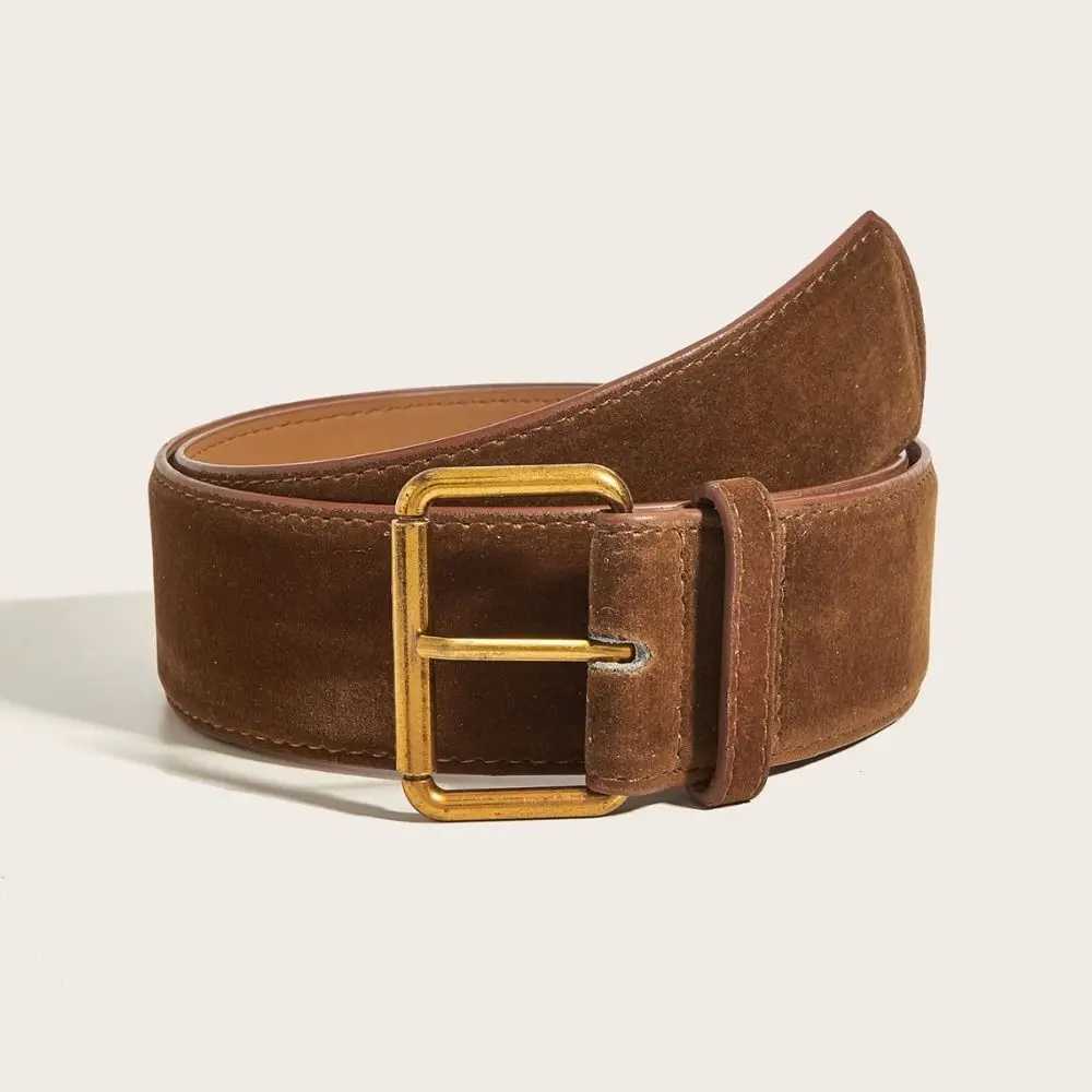 Retro luxury design suede leather wide belt fashionable casual pin buckle belt casual business belt giftXJ250417