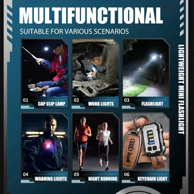 Multifunctional COB Flashlight Super Bright Powerful Pocket Torch Light LED Linterna COB Portable Clip on Emergency Flashlights M251117