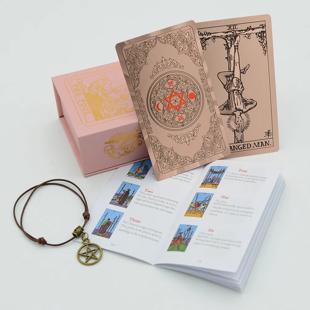 Pink Box Tarot Card Rider Gold Foil Exquisite Chess Card Game Divination Card Collection PVC Waterproof Board Cards Games 250403