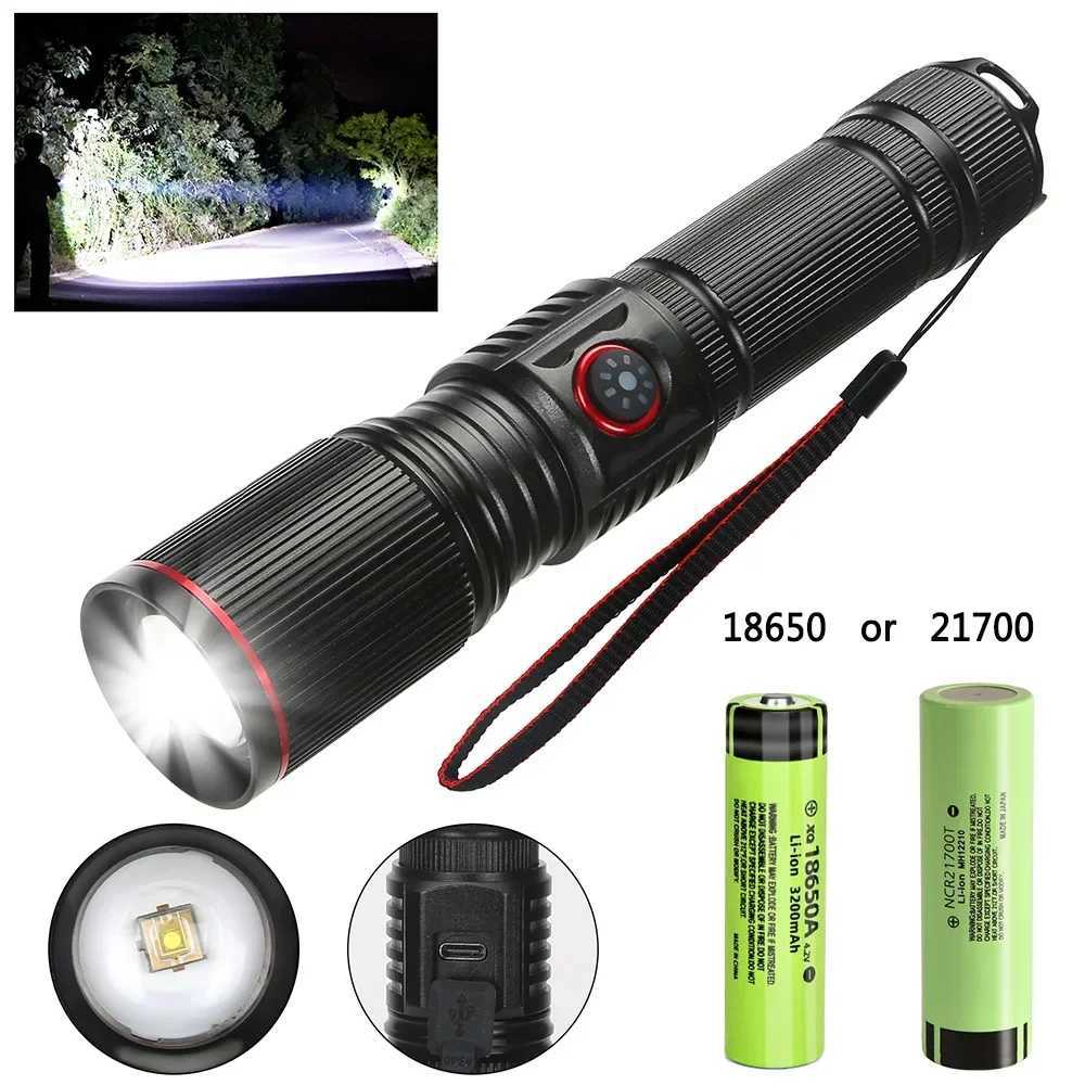 Rechargeable LED Flashlights 9000 Lumens Super Bright Zoomable Waterproof Flashlight with 5 Modes Powerful for Camping Hiking M251117