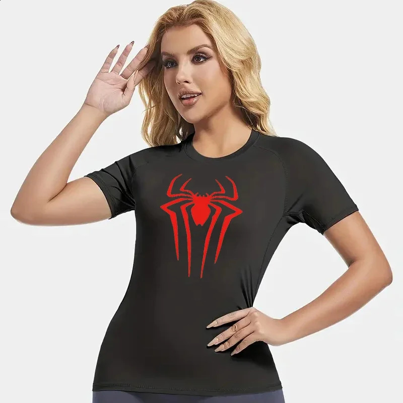 Spider Print womens short sleeved compression shirt running exercise yoga T-shirt T-shirt 250410