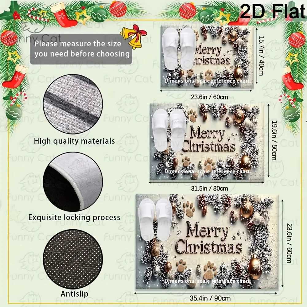 VIKAMA Cartoon Merry Christmas Pet Footprint Carpet Entrance Hall And Bathroom Non-Slip And Dirt-Proof Floor Mat Home DecorM251117