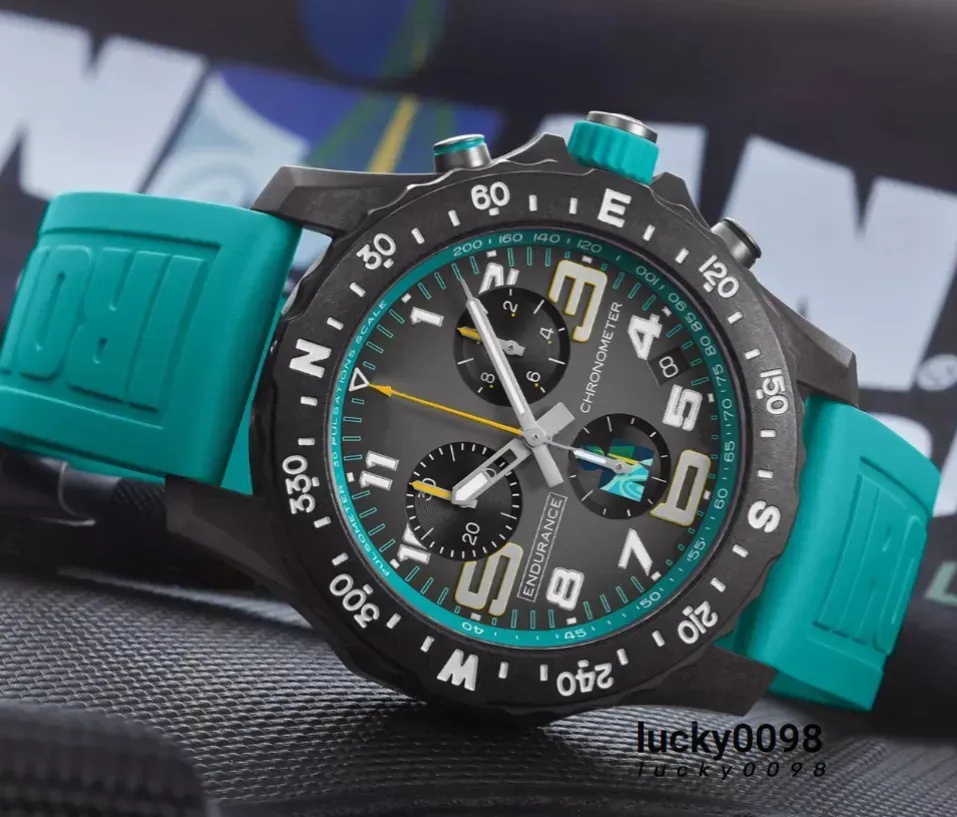 Top Luxury Mens Watch Quartz Endurance Chronograph 44mm Watches Multiple Colors Rubber Men Watches Glass Wristwatches