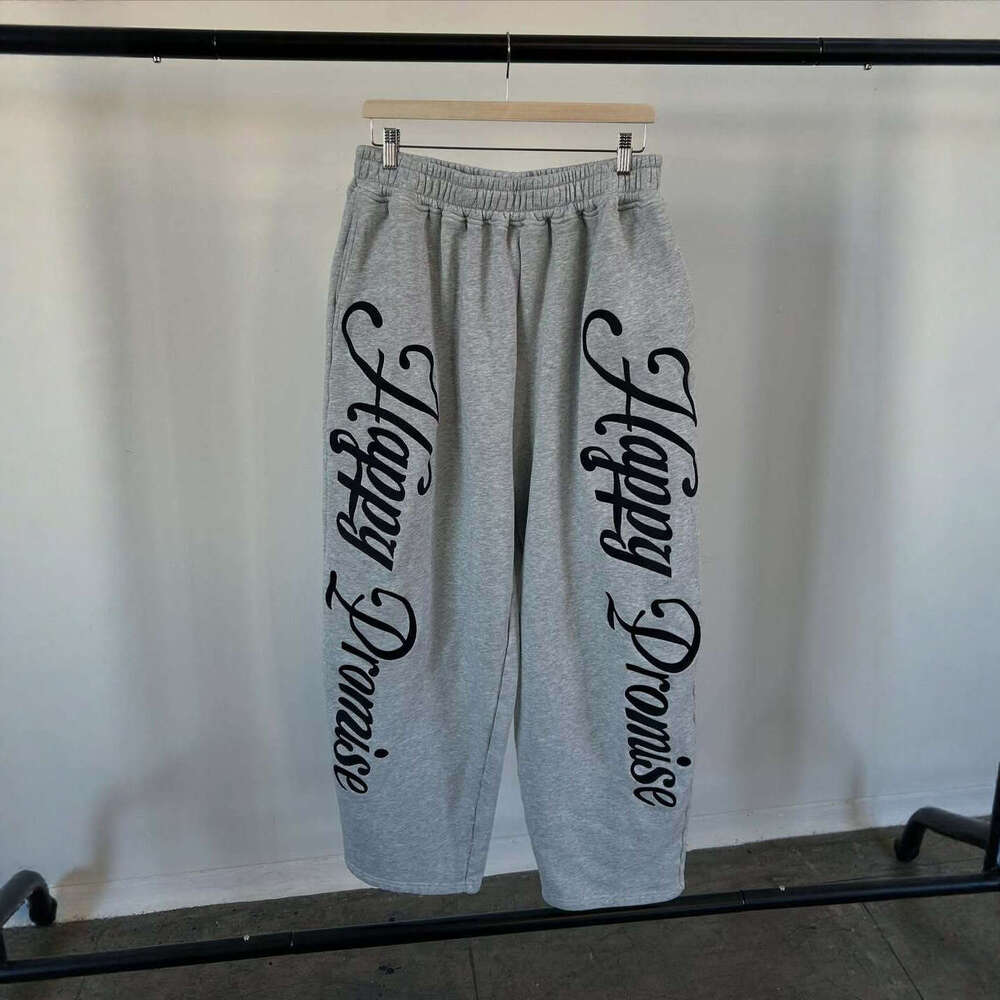 2025 Summer American Retro Pocket Casual Straight Long Letter Print Fashion Hip Hop Loose Pants