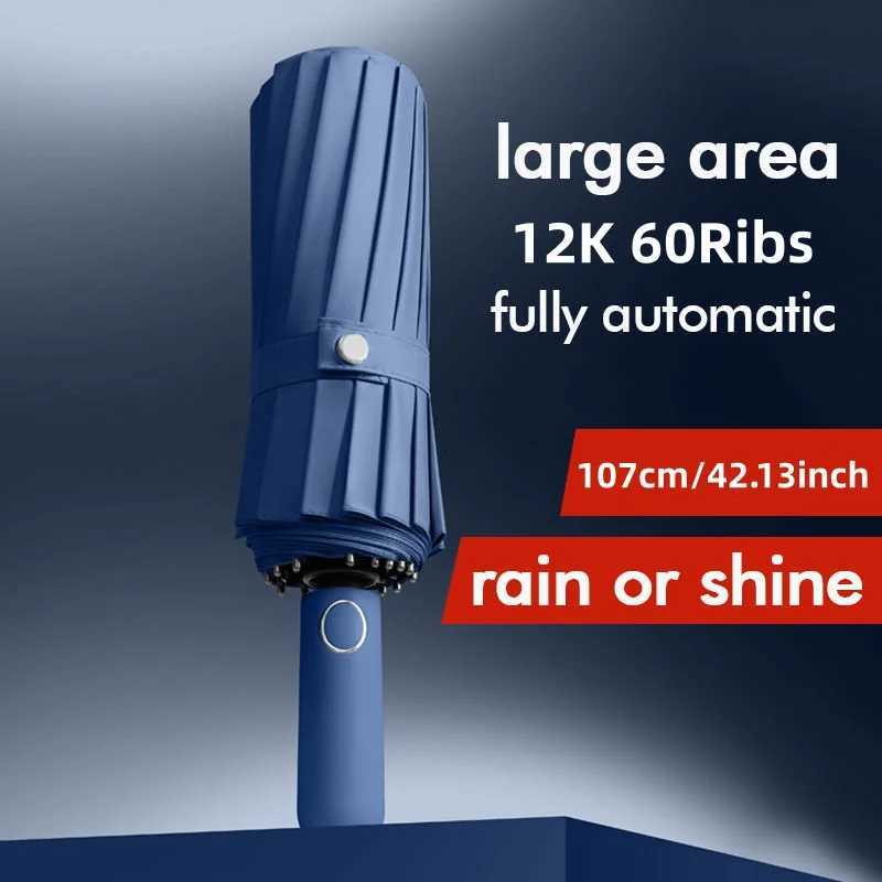 New Popularity 12K 60 Ribs Foldable Strong Wind Proof Uv protection Automatic Three Folding Umbrella1PC C251117