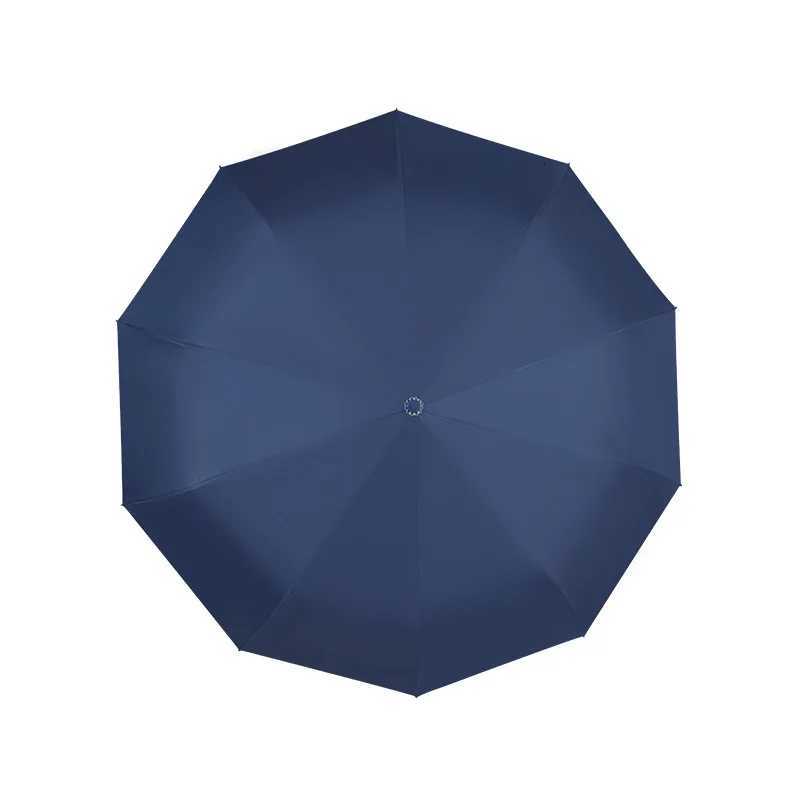 10 bone fully automatic three fold umbrella rotatable LED flashlight business wind resistant folding umbrella sunny umbrella C251117