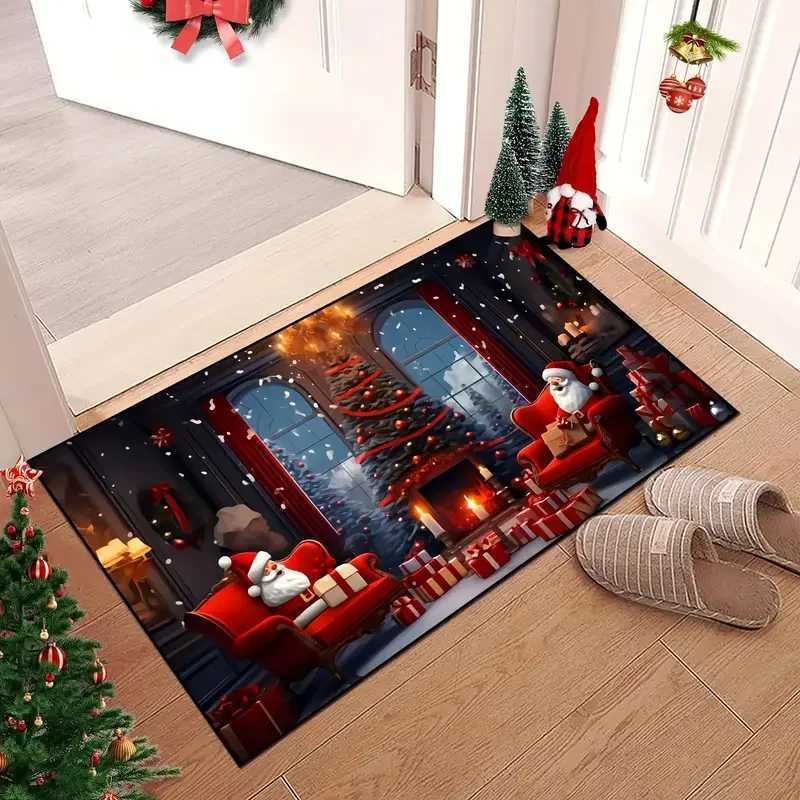 VIKAMA Christmas Santa Claus Non-slip Soft Floor Mat for Floors Doors Living Room Laundry Area and Bathroom AbsorbentM251117