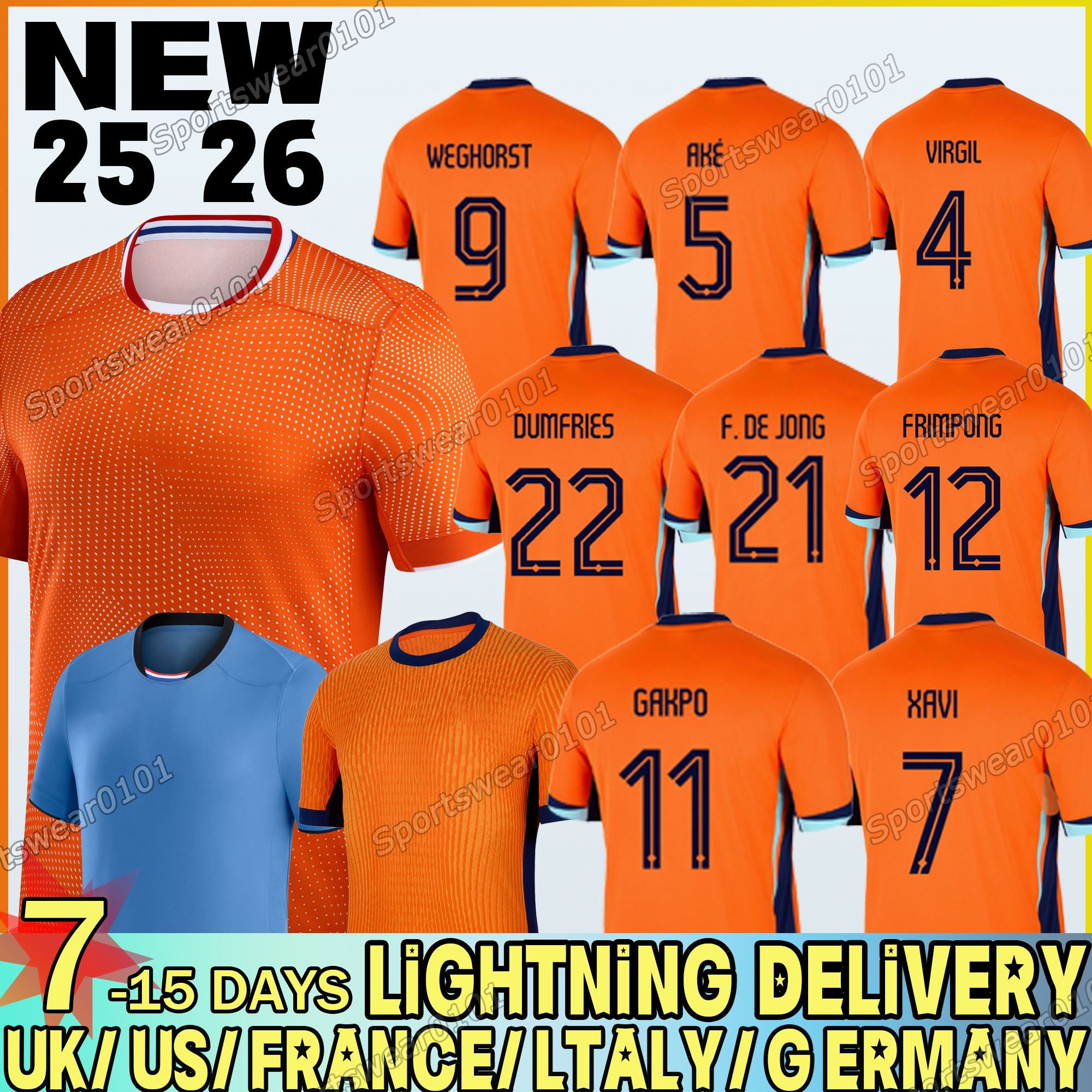 25 26 Dutch National Team Soccer Jerseys Gravenberch #8 Gakpo #11 Xavi #F. de Jong #21 Seedorf #20 Memphis #10 Fans player Holland Soccer Jerseys kids kit